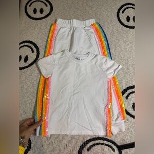 Lola + The Boys White Rainbow Sequin Kids Matching Set